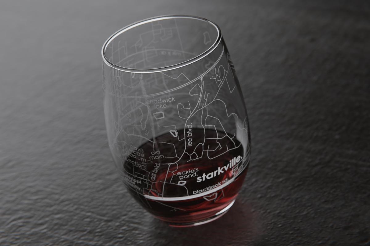 Starkville Map Stemless Wine Glass