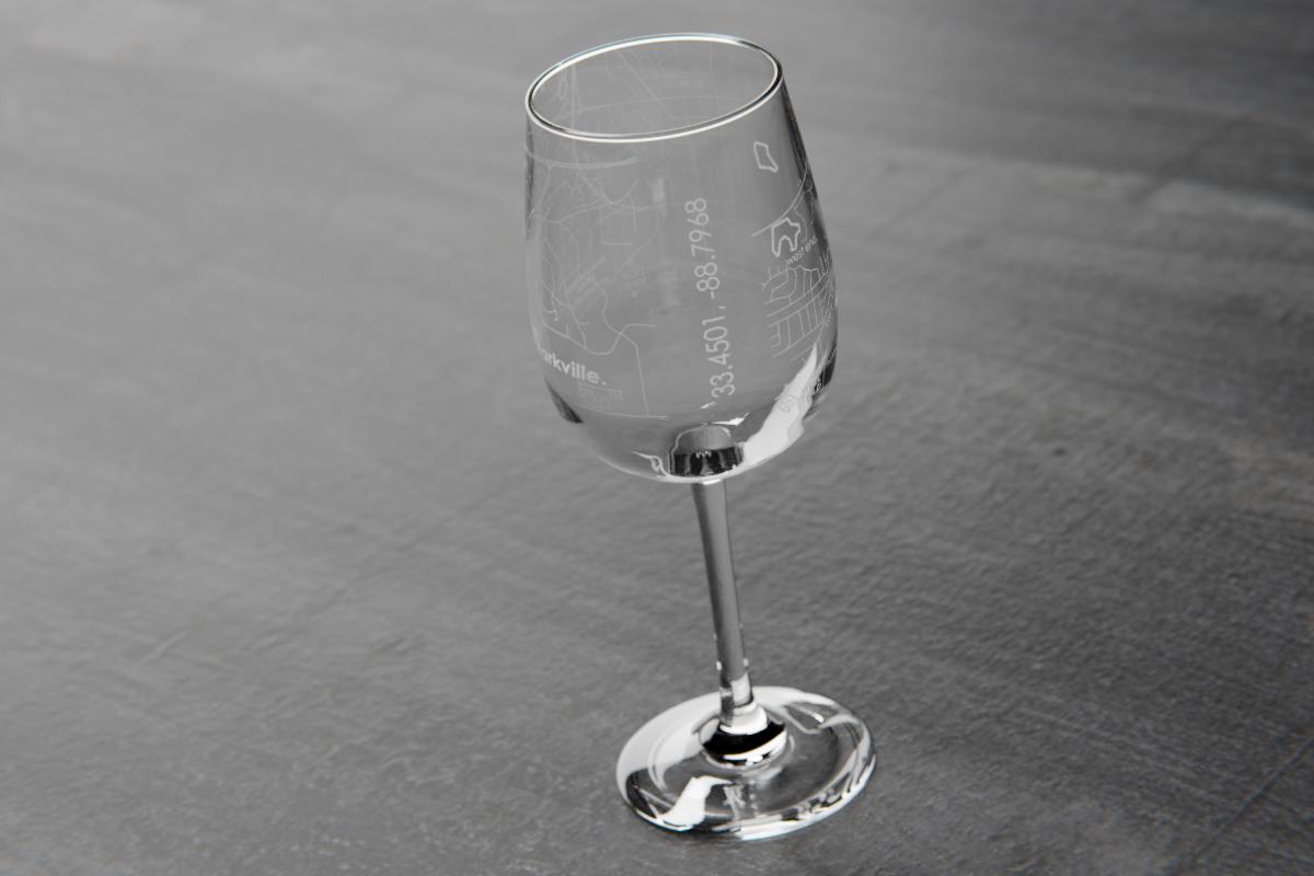 Starkville Map Stemmed Wine Glass