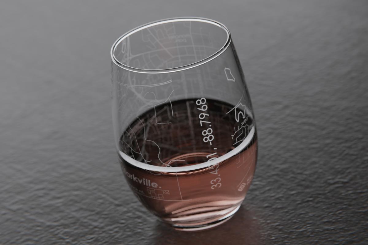 Starkville Map Stemless Wine Glass