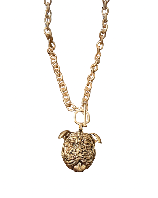 Gameday Bulldog Face Necklace