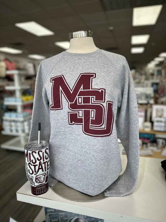 MSU Interlocking Sewn Letter Sweatshirt