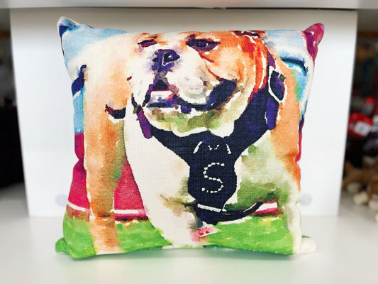 Bulldog Watercolor Pillow