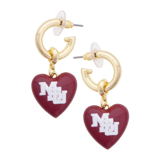 Interlocking MSU Heart Drop Earrings