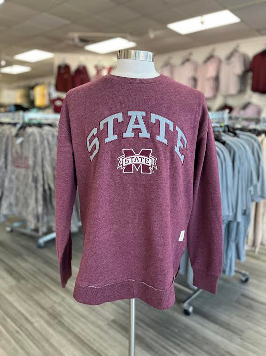 State Arched MBanner Hi-Lo Crewneck