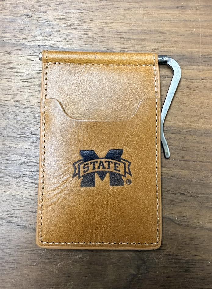Tan Leather M Banner Debossed Wallets