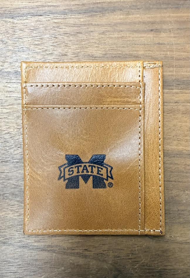 Tan Leather M Banner Debossed Wallets