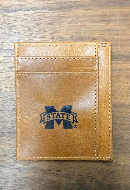 Tan Leather M Banner Debossed Wallets