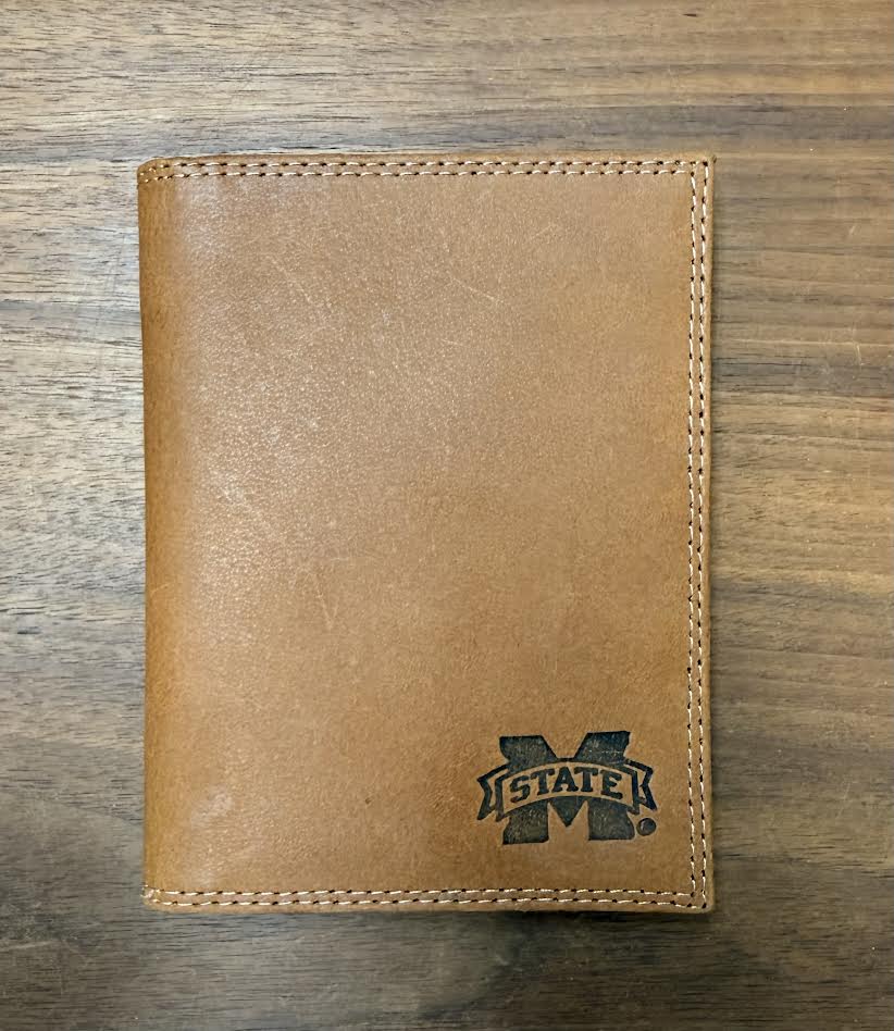 Tan Leather M Banner Debossed Wallets