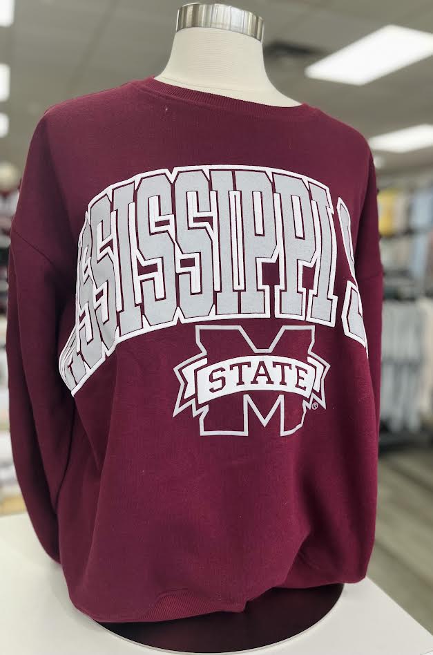 MISSISSIPPI STATE Arched Logo Oversized Crewneck