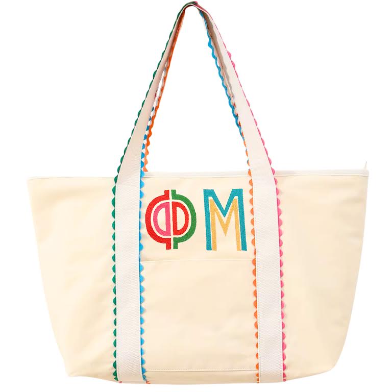 Multicolor Embroidered Sorority Tote