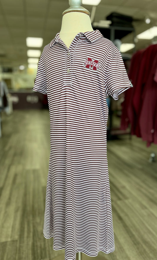 M Banner Striped Youth Girls Dress