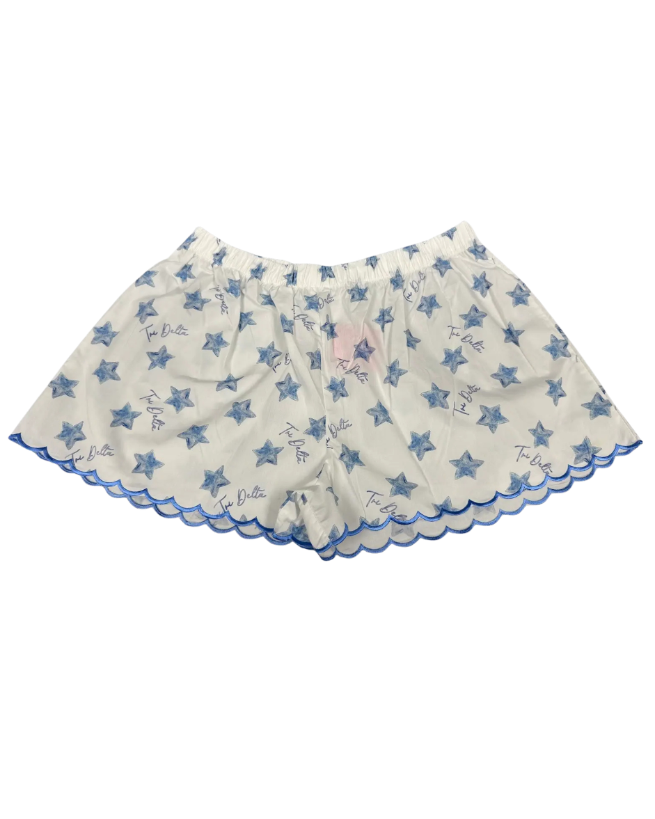 Tri Delta Cotton Scalloped Shorts