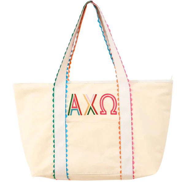 Multicolor Embroidered Sorority Tote