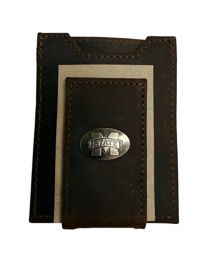 Light Brown Wallet with Silver M Banner Conch Emblem