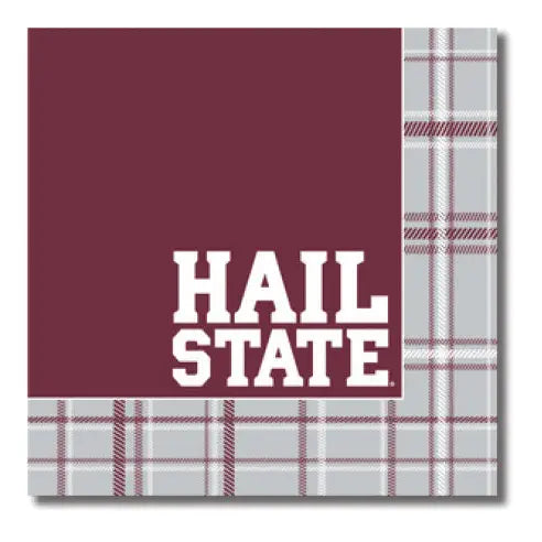 Plaid Hail State Maroon Napkins