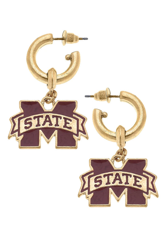 MSU Maroon and Gold Hoop Earrings