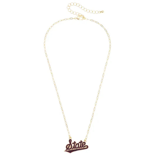 State Script Pave Outline Necklace