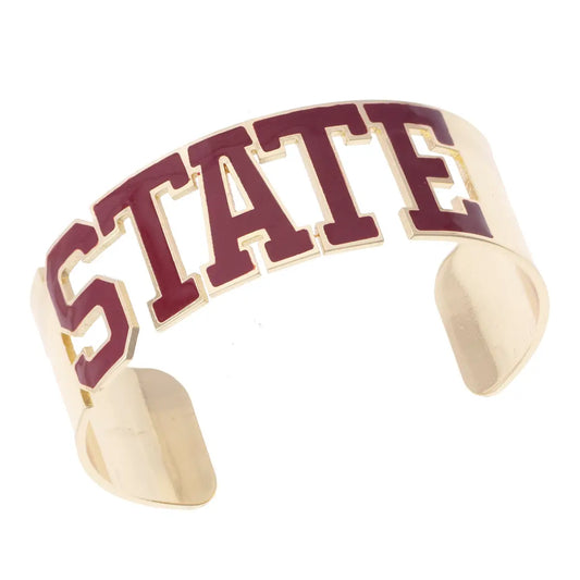 Maroon STATE Outline Cuff