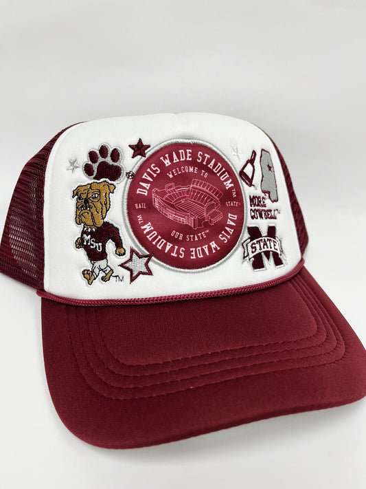 MSU Collage Patch Womens Trucker Hat