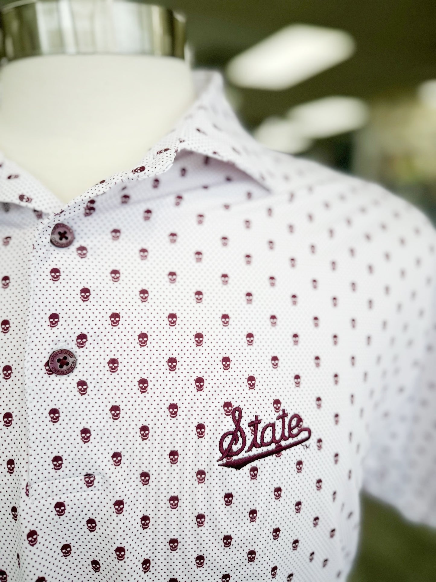 State Script Skull Polo