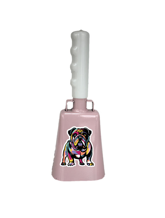 Boxed: Medium Pink Cowbell with Multicolor Bully Decal