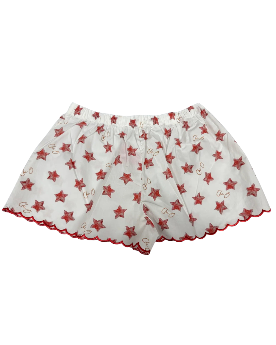 Chi O Cotton Scalloped Shorts
