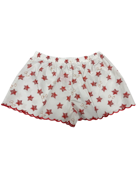 Chi O Cotton Scalloped Shorts