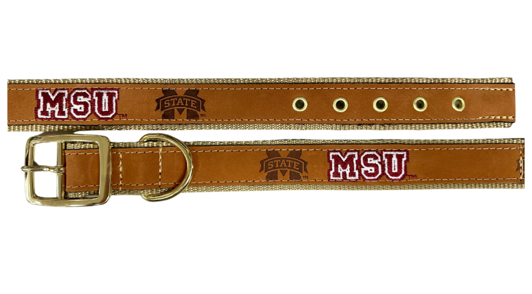 Leather MSU Dog Collar