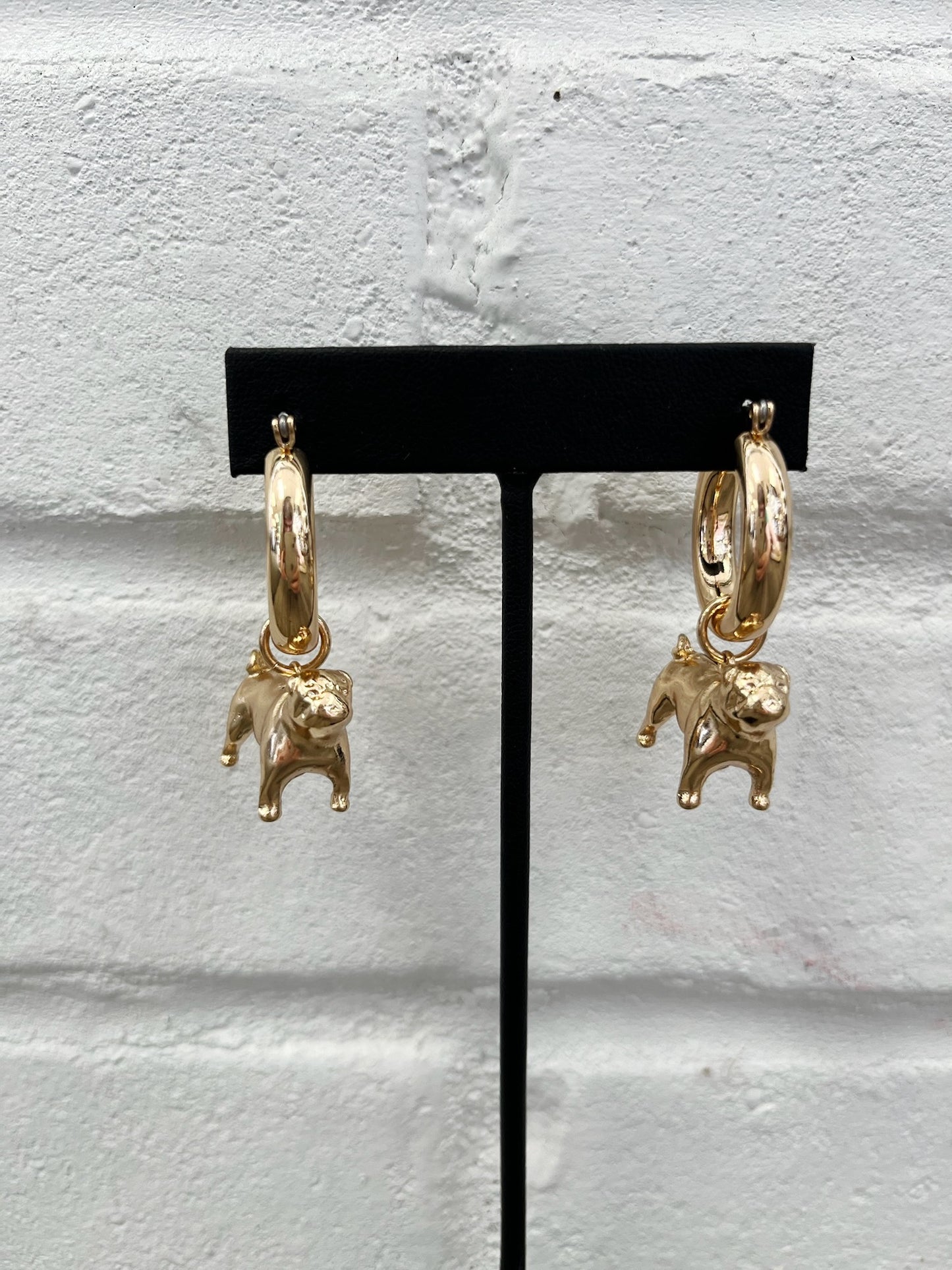 3D Bulldog Drop Earring