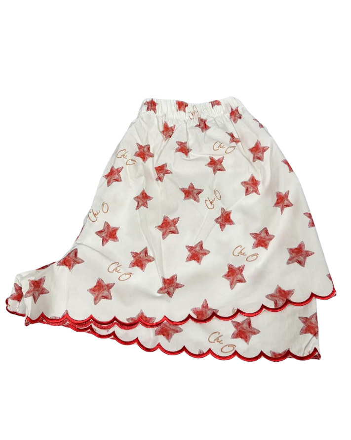Chi O Cotton Scalloped Shorts