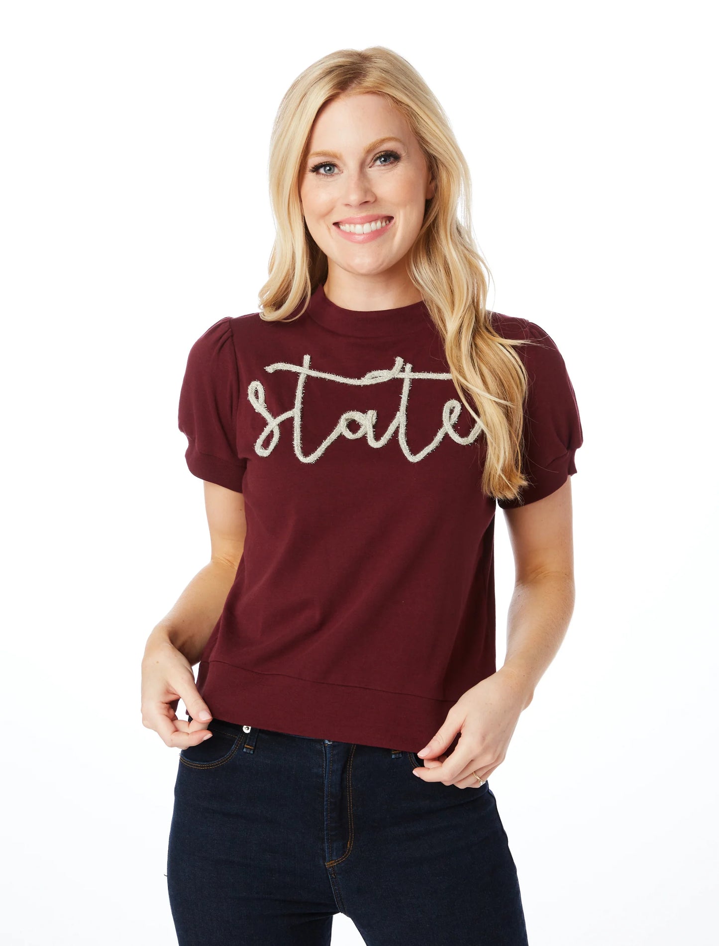 State Glitter Script Tee