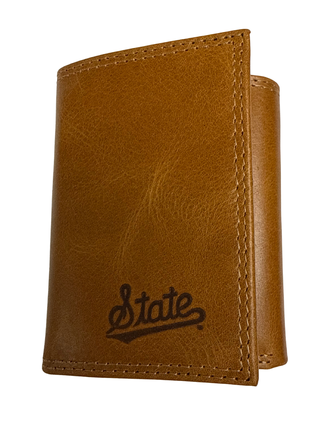 Tan Trifold State Script Wallet