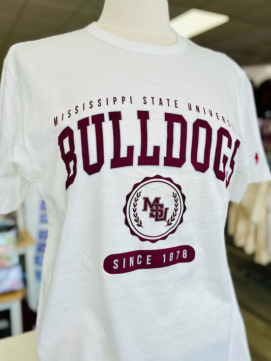 White Bulldogs Arched Interlocking MSU Tee
