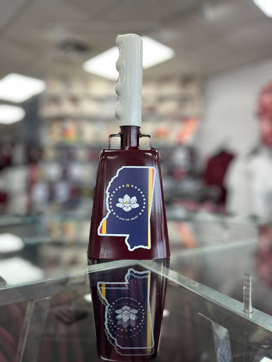 Boxed: Medium Maroon BullyBell with Mississippi Silhouette Flag Decal