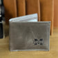Grey Leather M Banner Debossed Wallets
