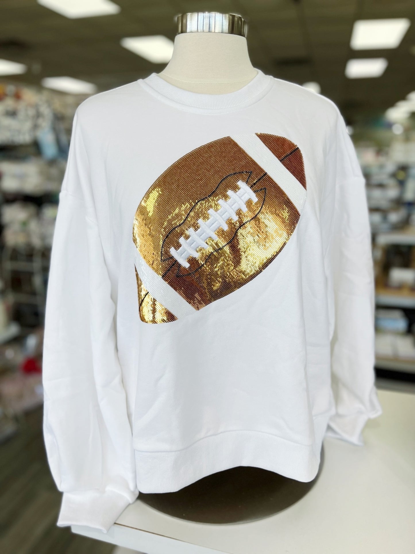 Gold Sequin Football Sweatshirt
