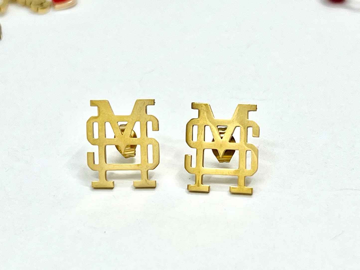 Oversized M Over S Gold Studs