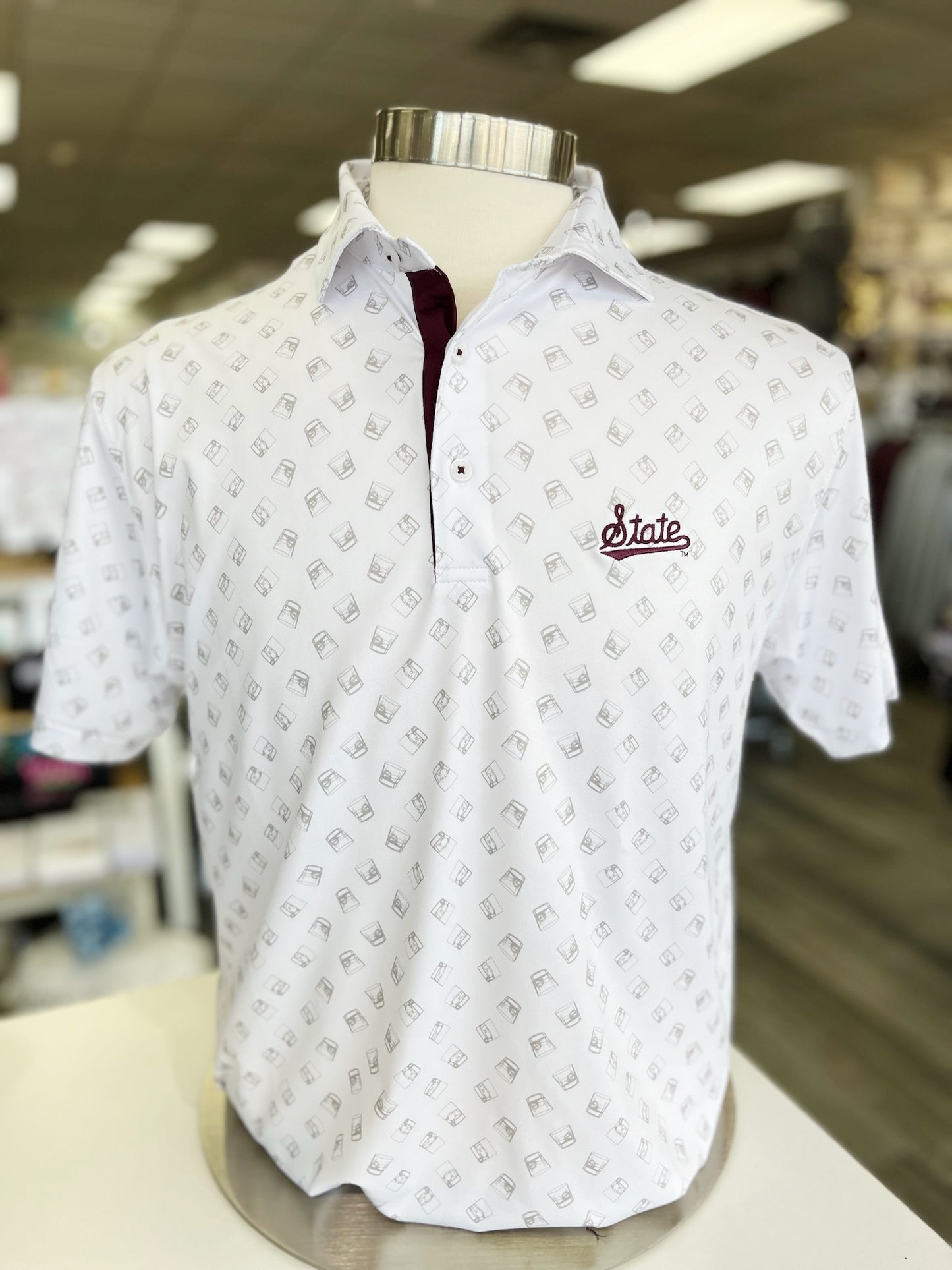 State Script Whiskey Printed Polo