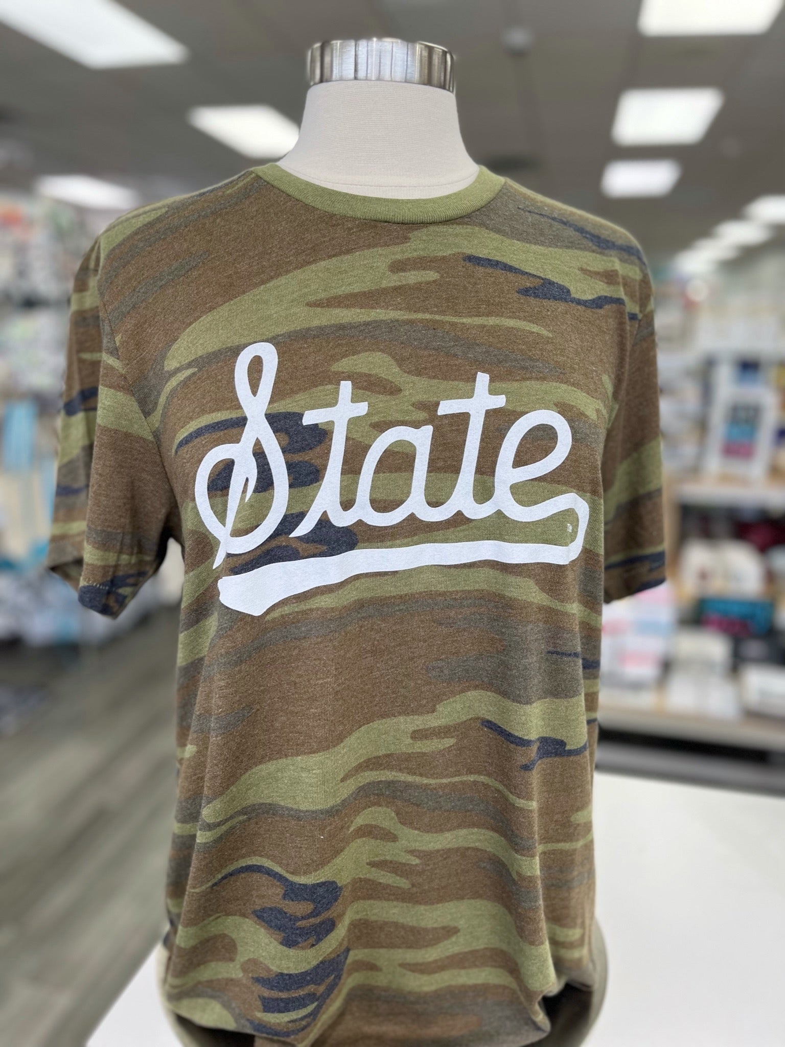 Camo State Script Tee – University Screenprint Inc