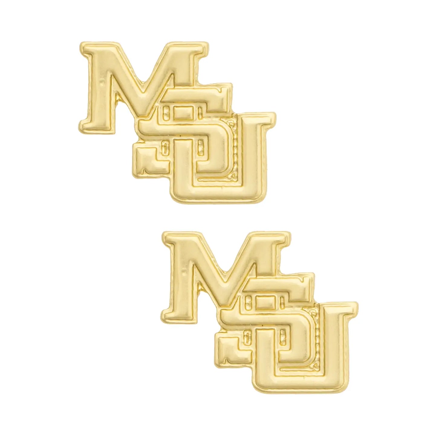Interlocking MSU 24K Stamped Earrings