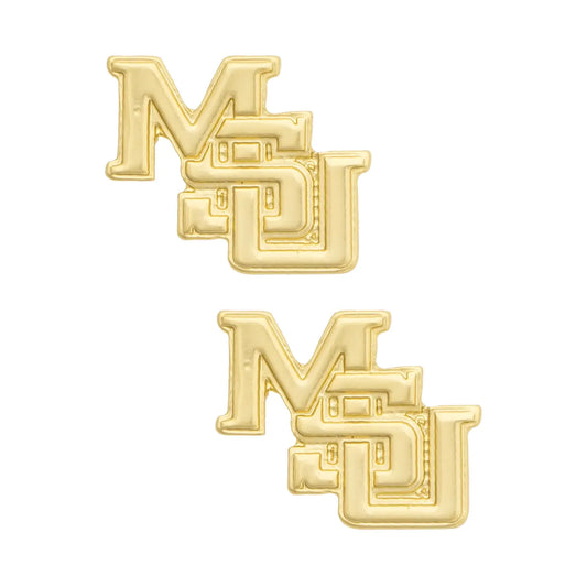 Interlocking MSU 24K Stamped Earrings