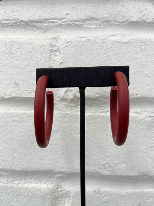 Matte Maroon Hoop Earrings