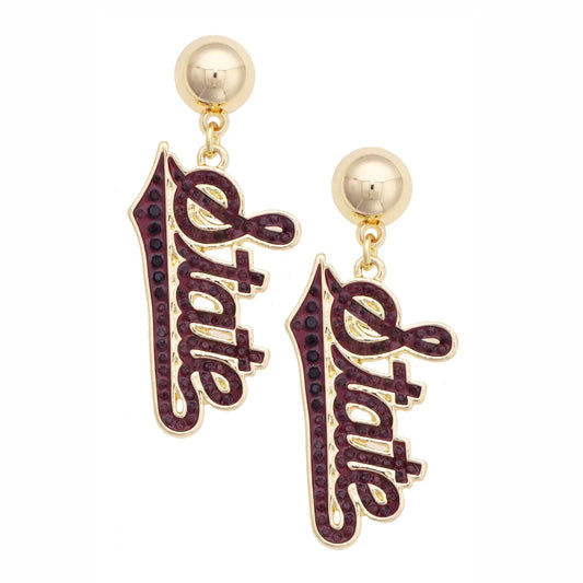 State Script Pave Outline Earrings