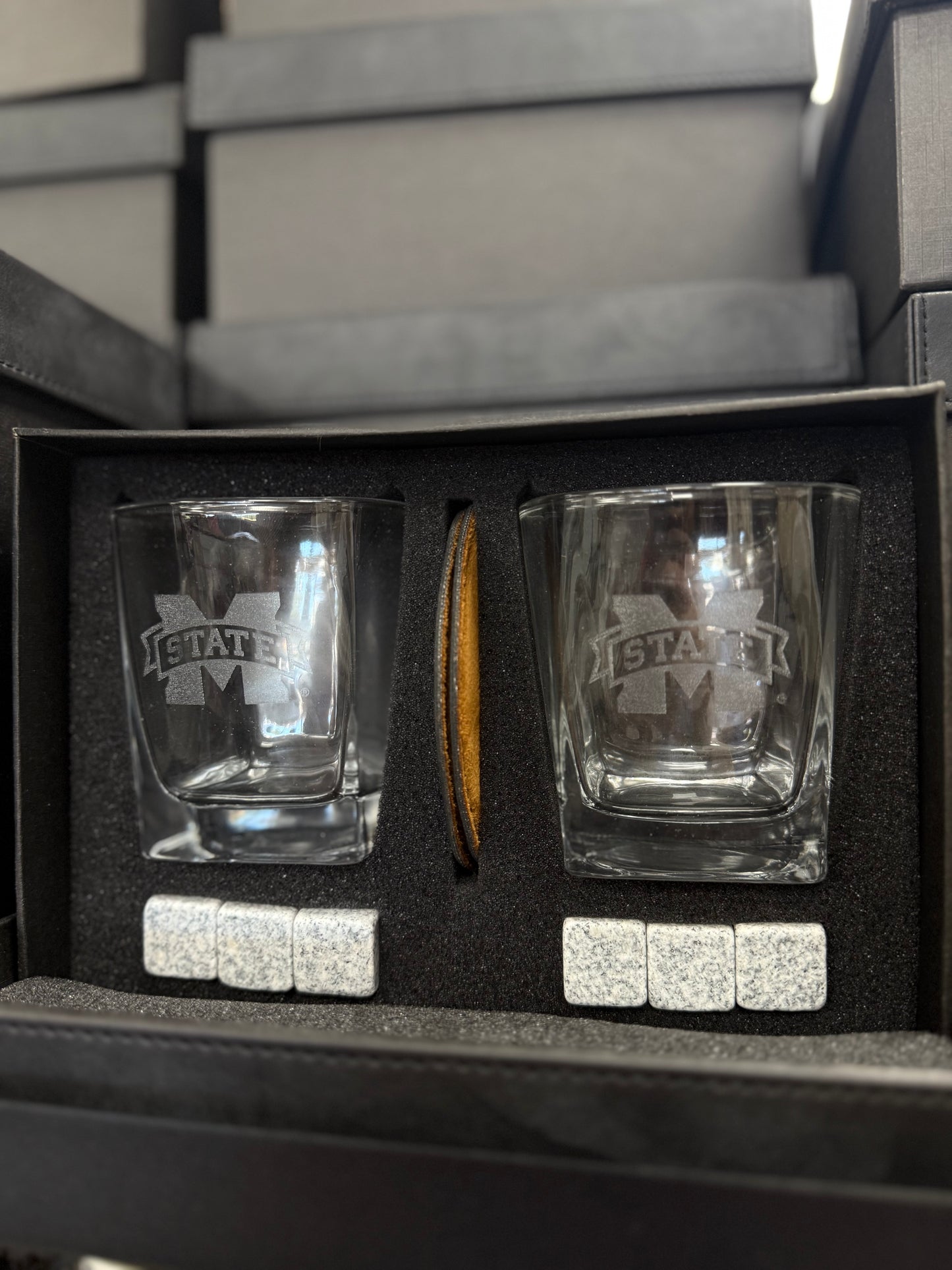 MSU Rocks Glass + Coaster + Frozen Stone Set