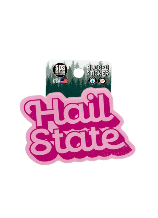 3" Hail State Pink Rugged Sticker
