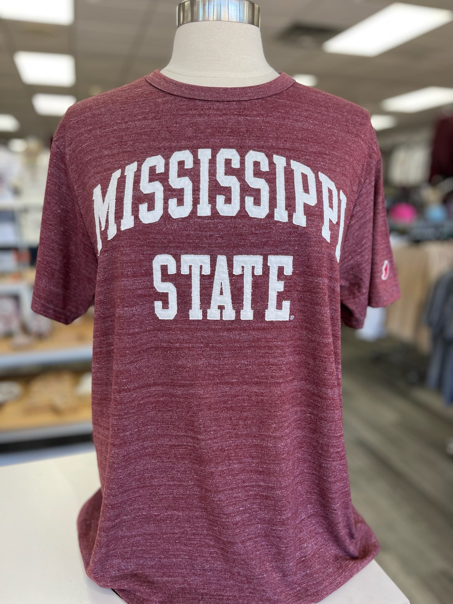 MSU Maroon Heather Varsity Tee
