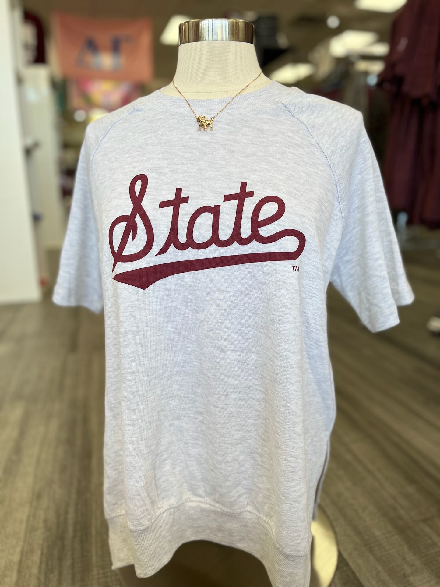 State Script Short Sleeve French Terry Cloth Sweatshirt