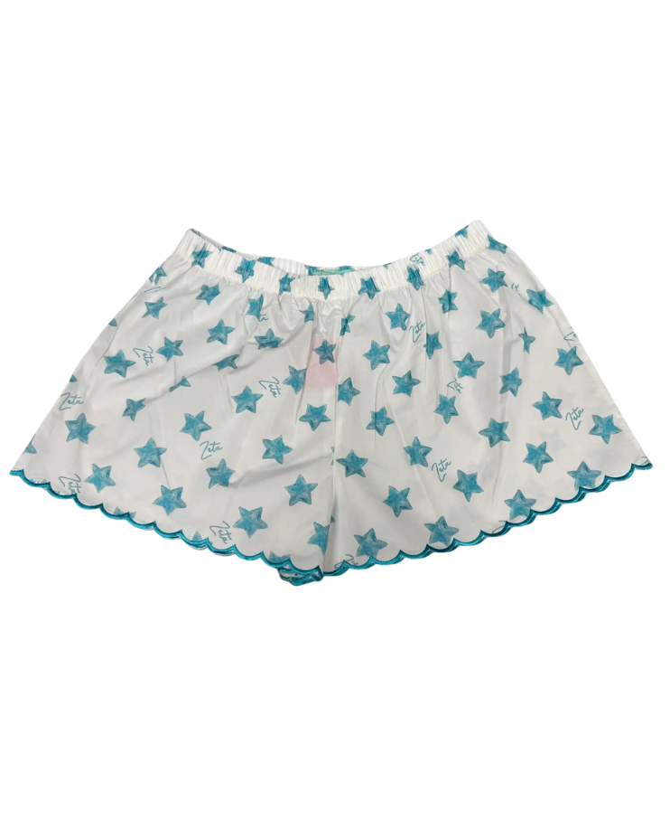 Zeta Cotton Scalloped Shorts