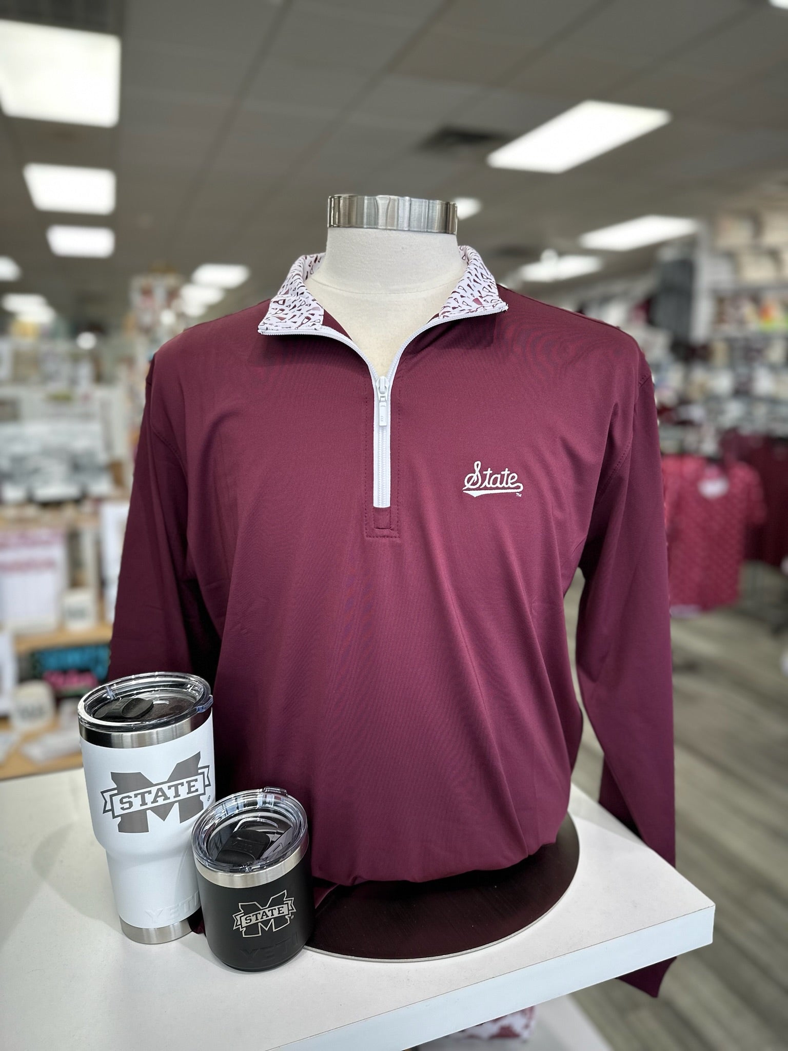 MSU Maroon State Script Quarter Zip – University Screenprint Inc