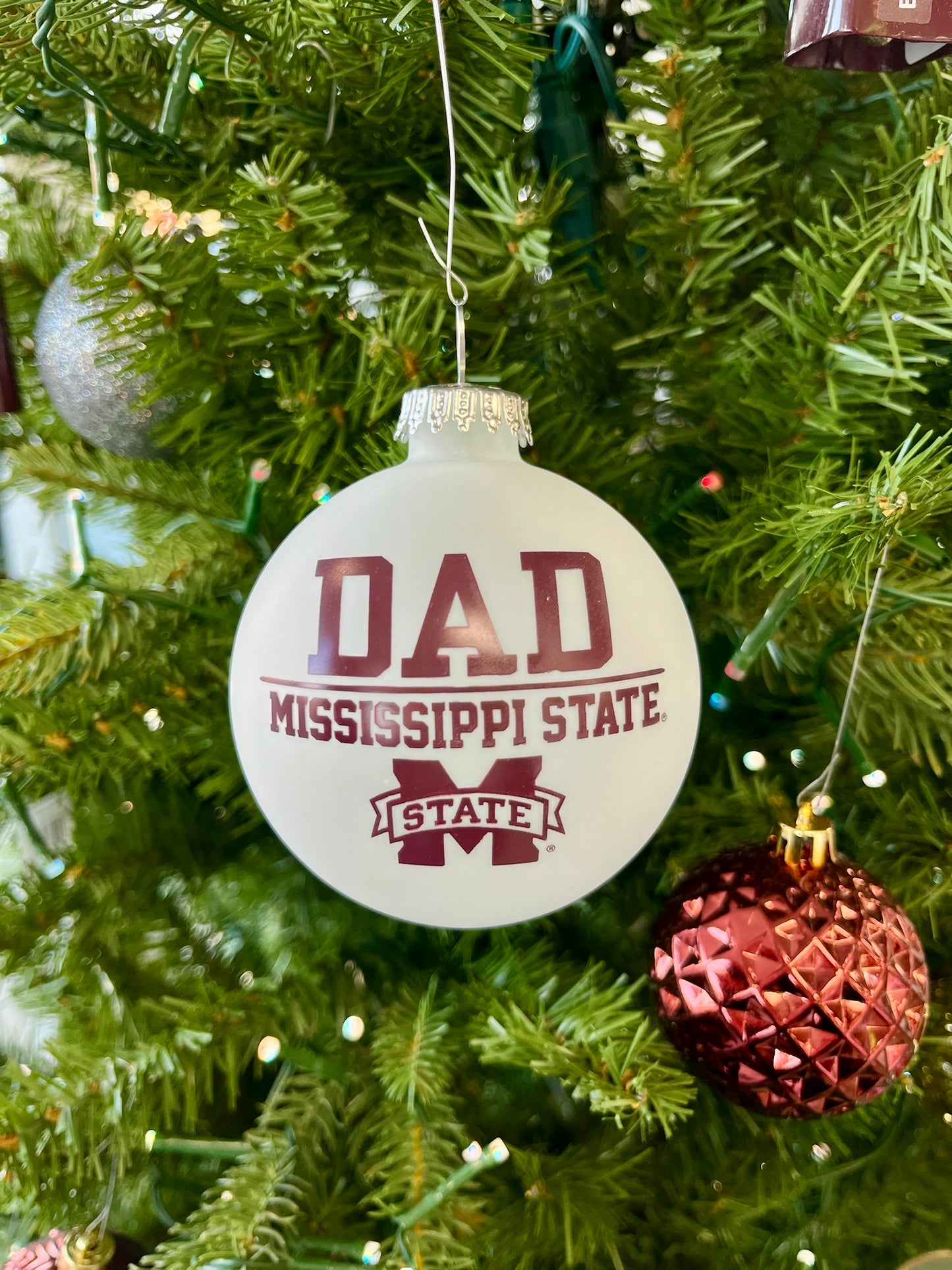 MSU Dad Matte Glass Ornament